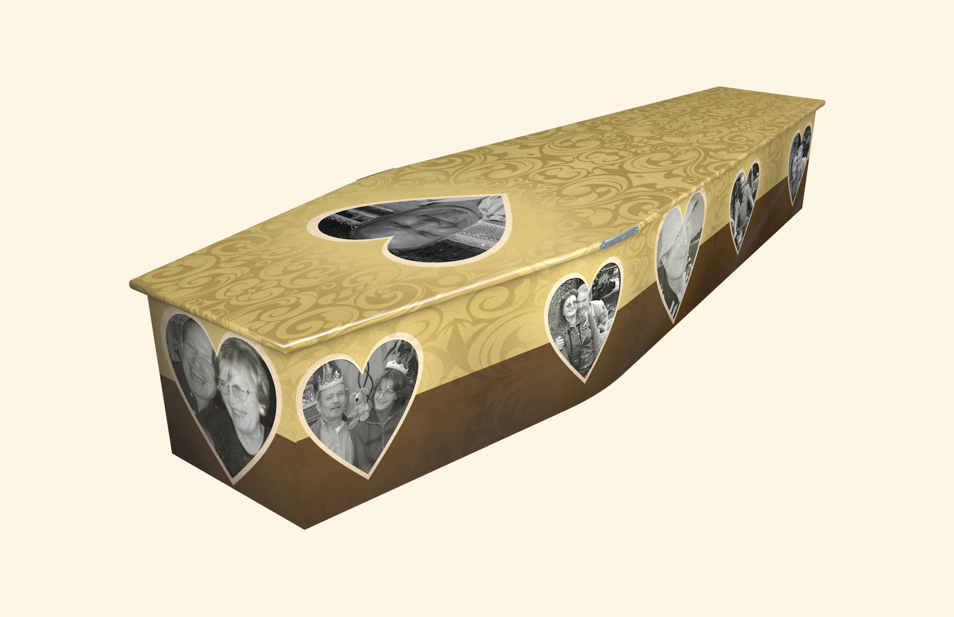 Time Remembered over a traditional coffin